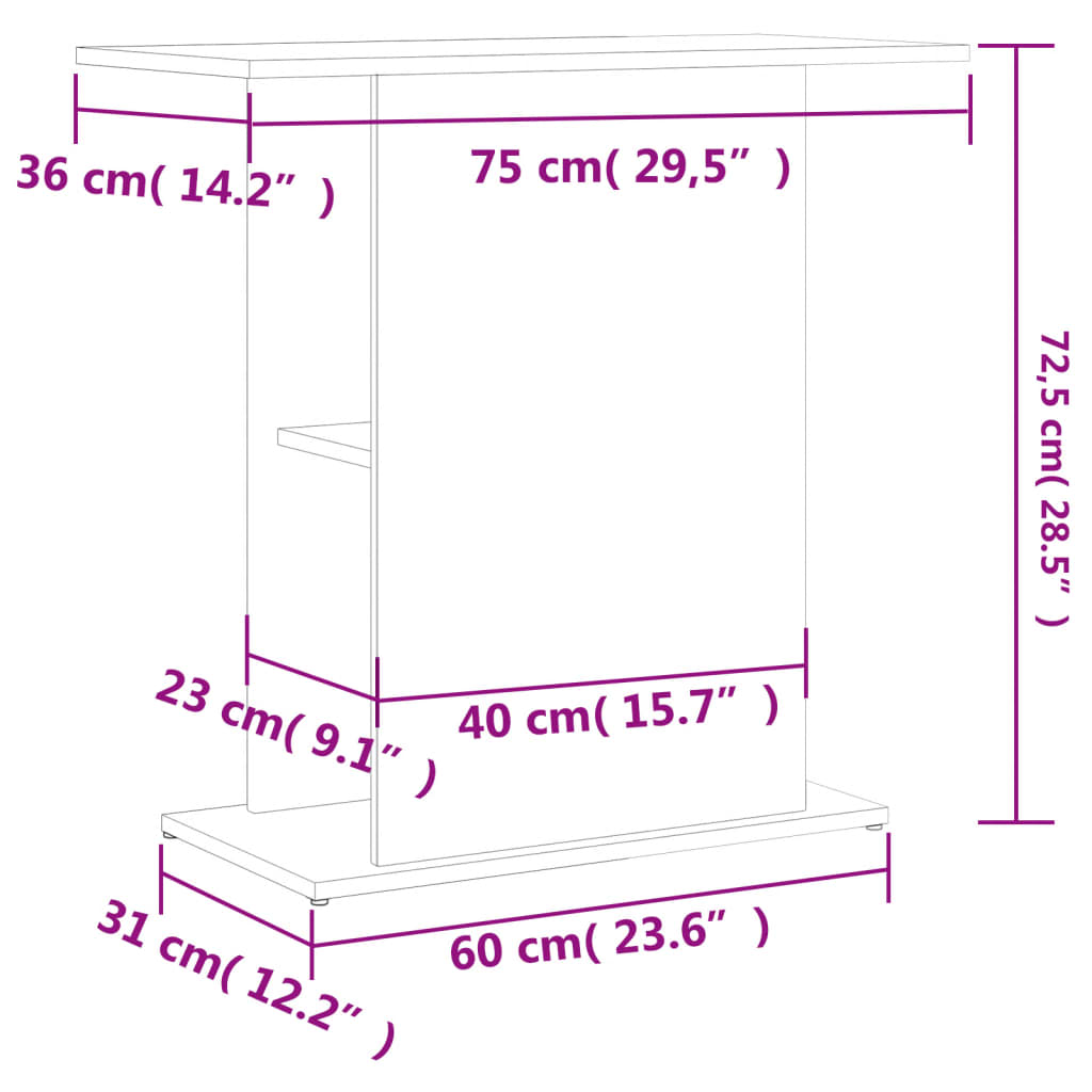 vidaXL Aquarium Stand Concrete Grey 75x36x72.5 cm Engineered Wood