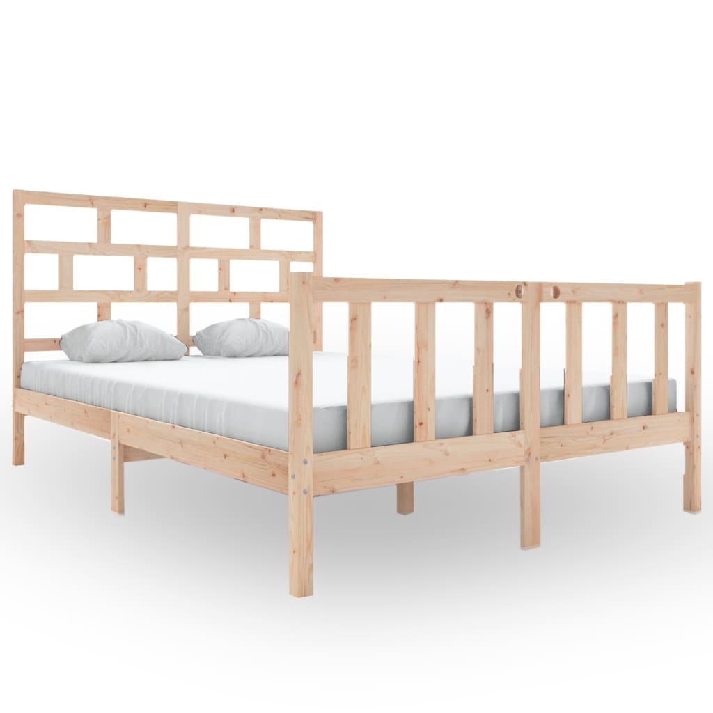 vidaXL Bed Frame without Mattress Solid Wood 160x200 cm (810092+814204)