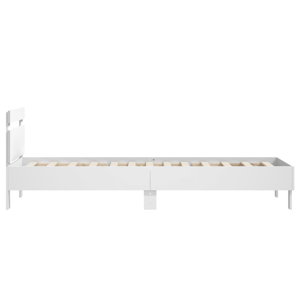 vidaXL Bed Frame without Mattress with Headboard White 90x200 cm