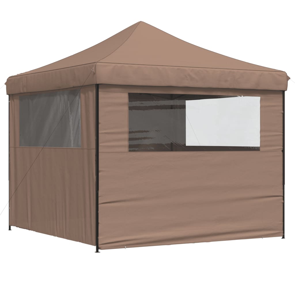 vidaXL Foldable Party Tent Pop-Up with 4 Sidewalls Brown