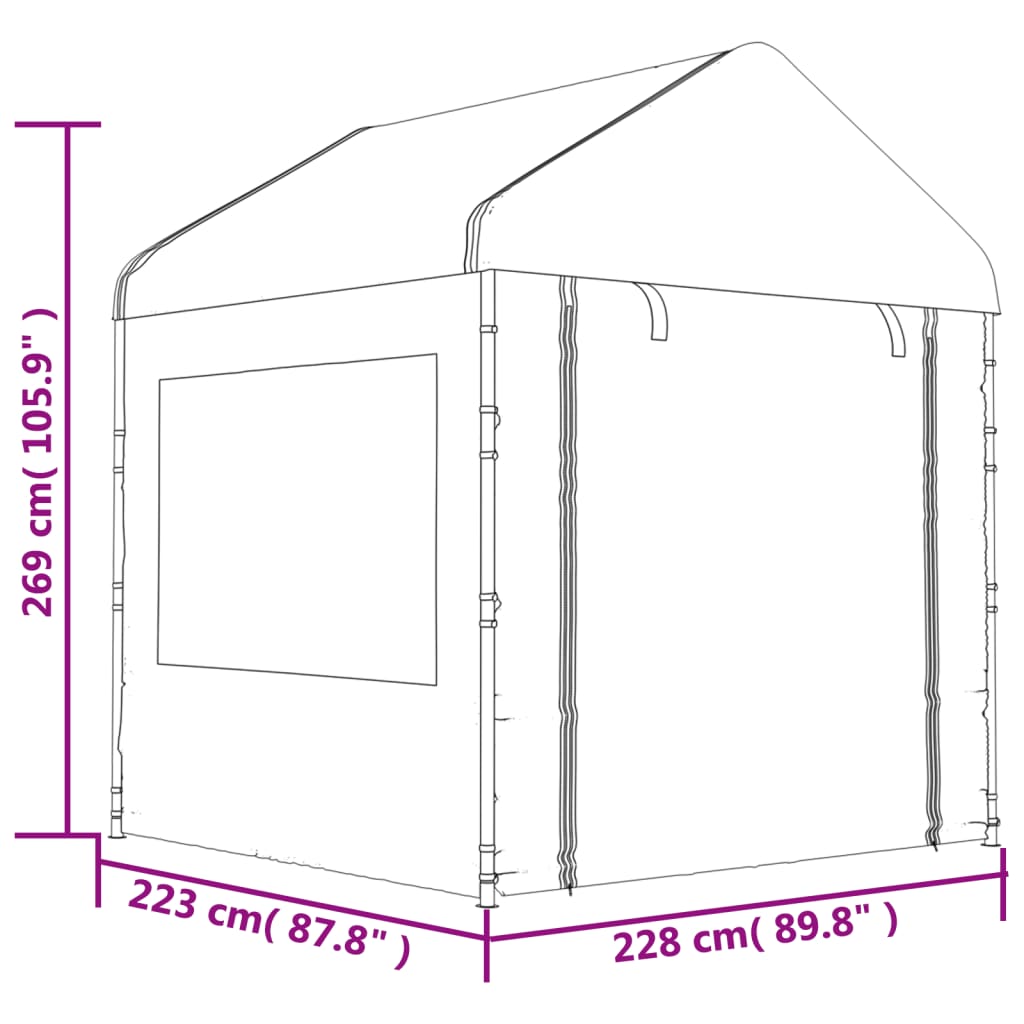 vidaXL Gazebo with Roof White 17.84x2.28x2.69 m Polyethylene