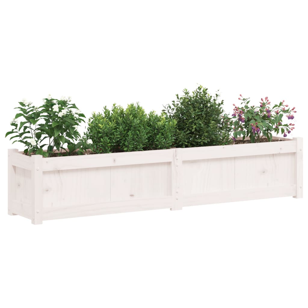 vidaXL Garden Planters 2 pcs White Solid Wood Pine