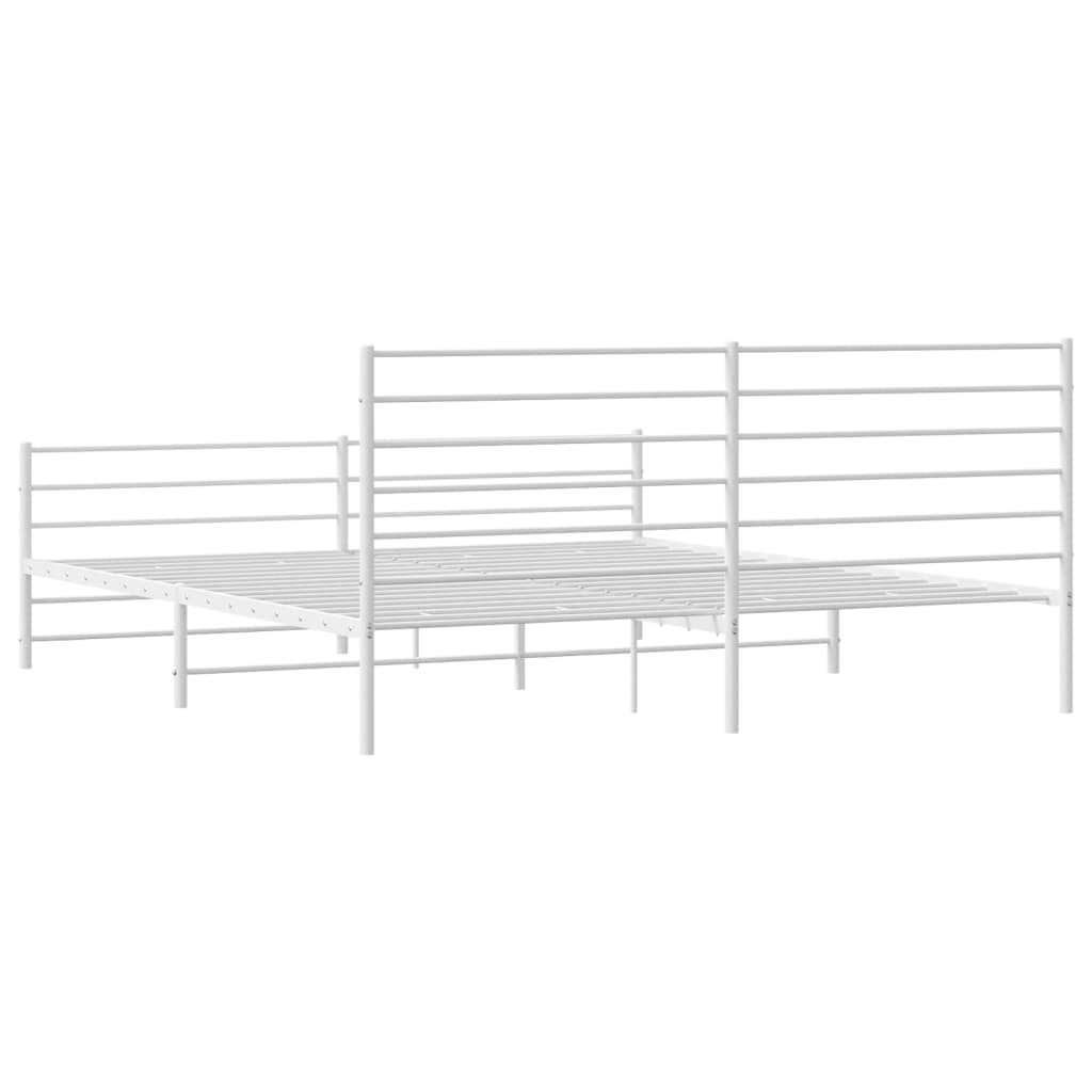 vidaXL Metal Bed Frame without Mattress with Footboard White 183x213 cm