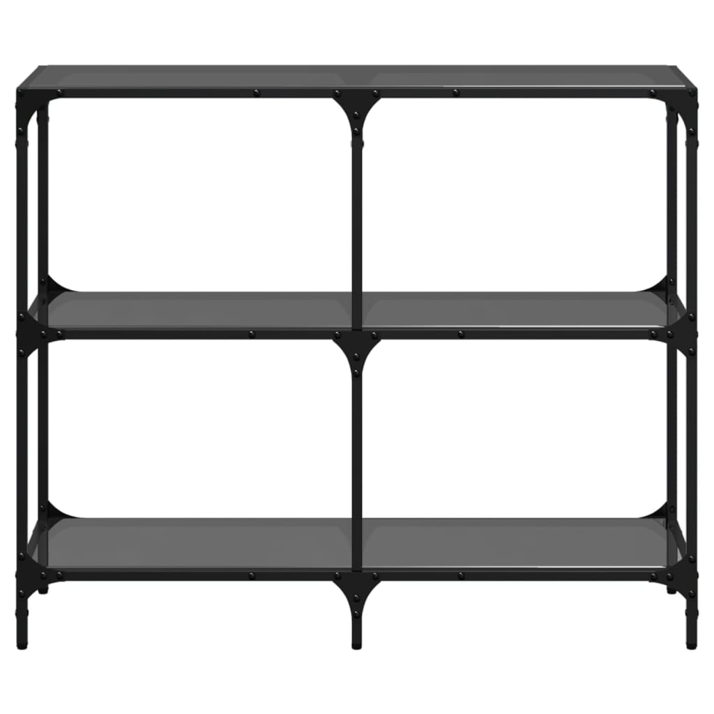 vidaXL Console Table with Black Glass Top 98x30x81 cm Steel