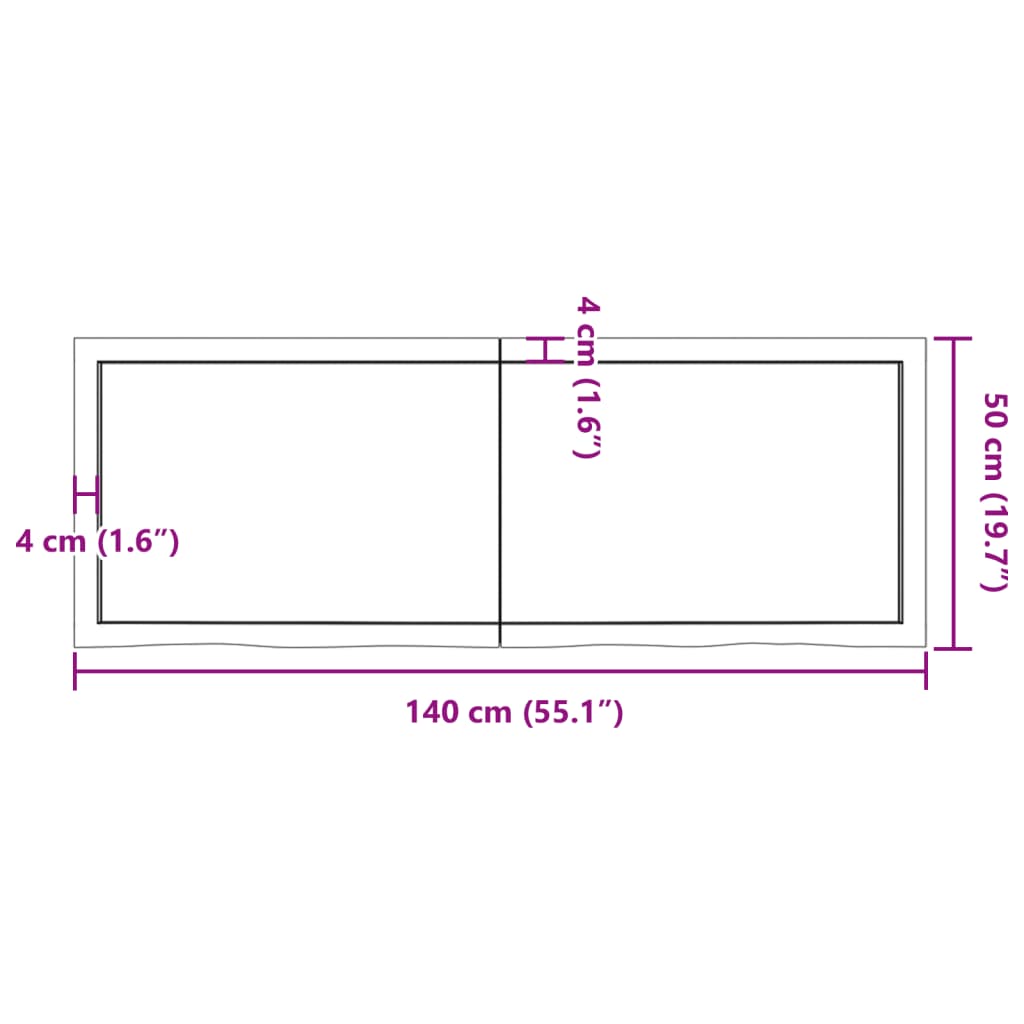 vidaXL Bathroom Countertop Dark Brown 140x50x(2-6) cm Treated Solid Wood