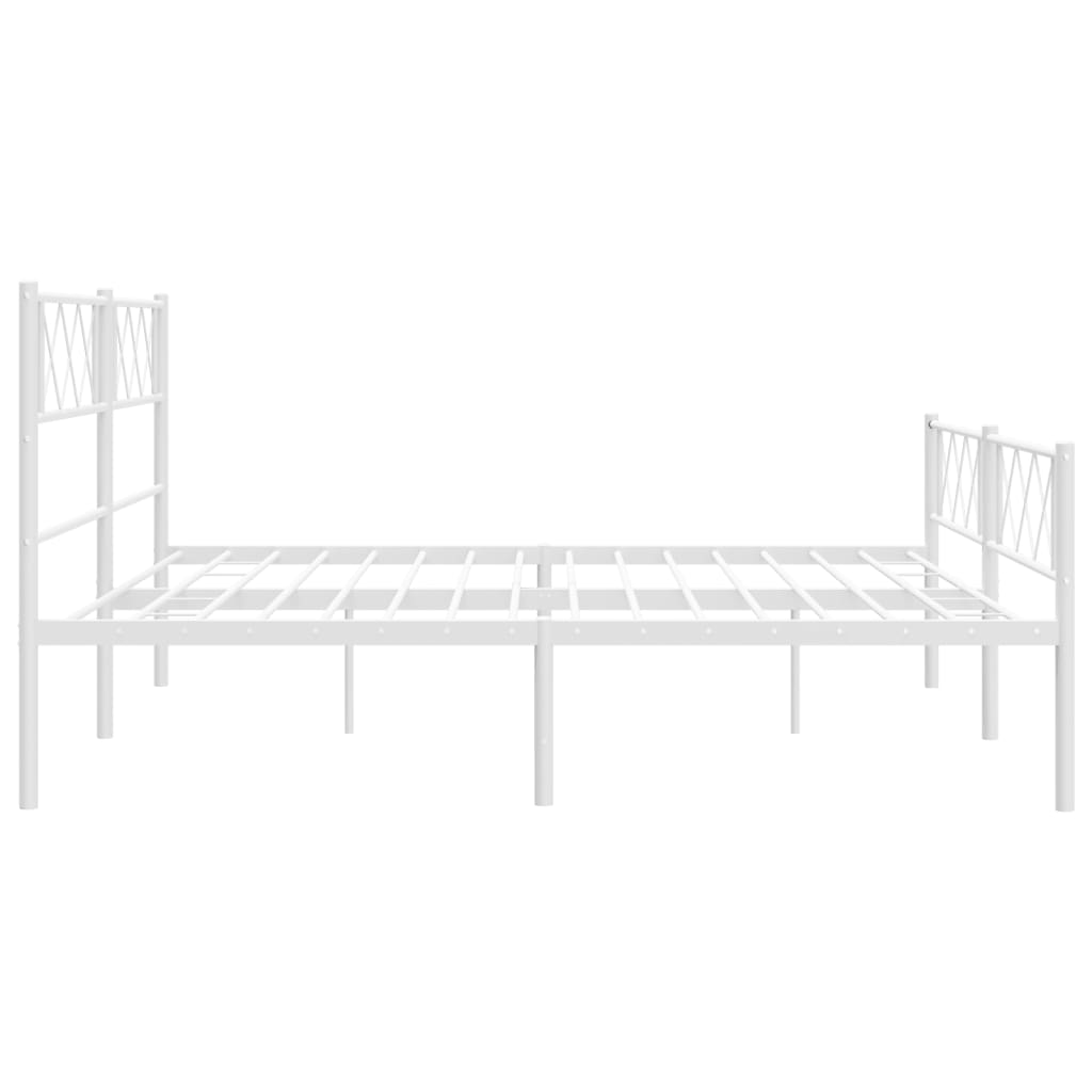 vidaXL Metal Bed Frame without Mattress with Footboard White 180x200 cm Super King