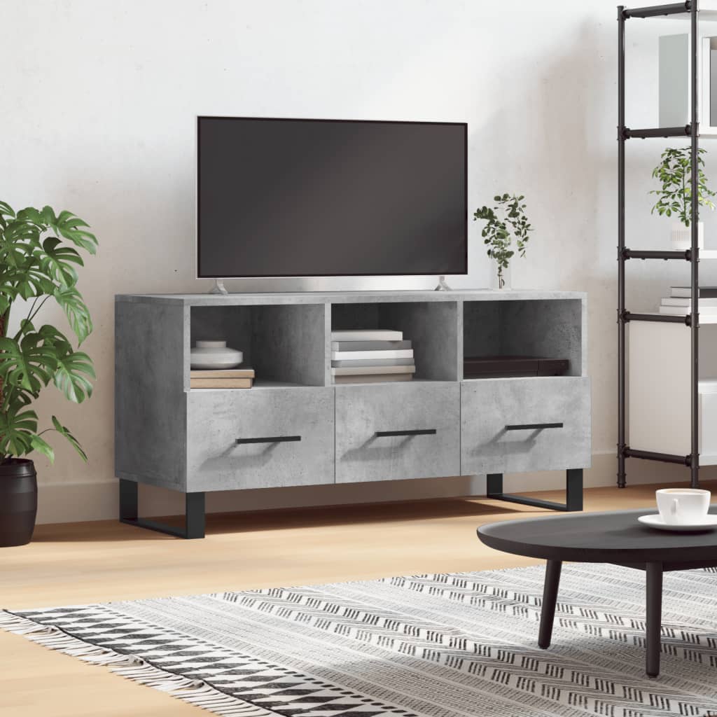 vidaXL TV Cabinet Concrete Grey 102x36x50 cm Engineered Wood