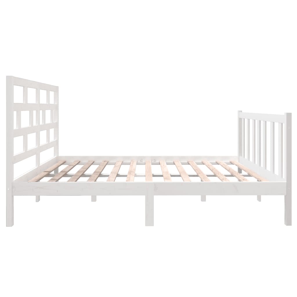 vidaXL Bed Frame without Mattress White Solid Wood 140x190 cm (810063+814195)