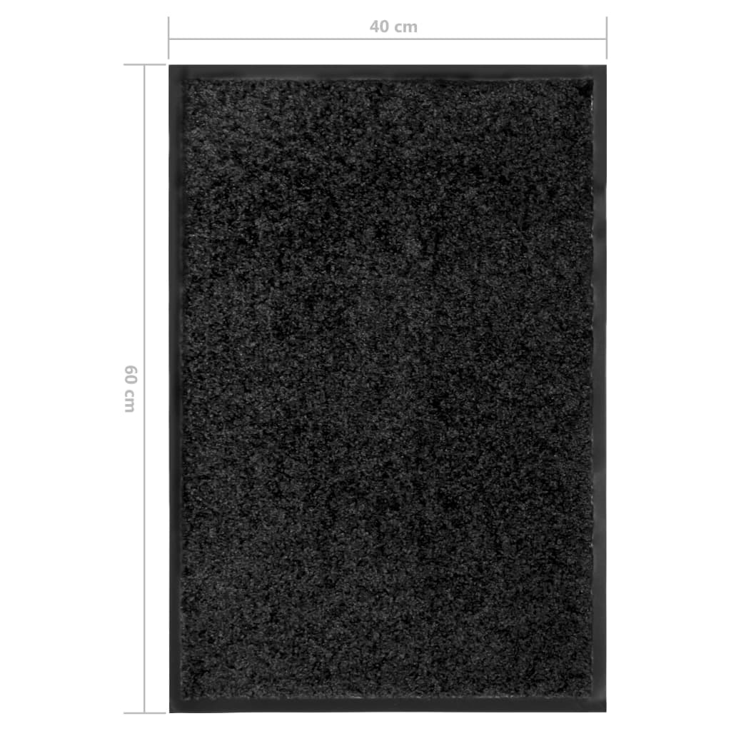 vidaXL Doormat Washable Black 40x60 cm