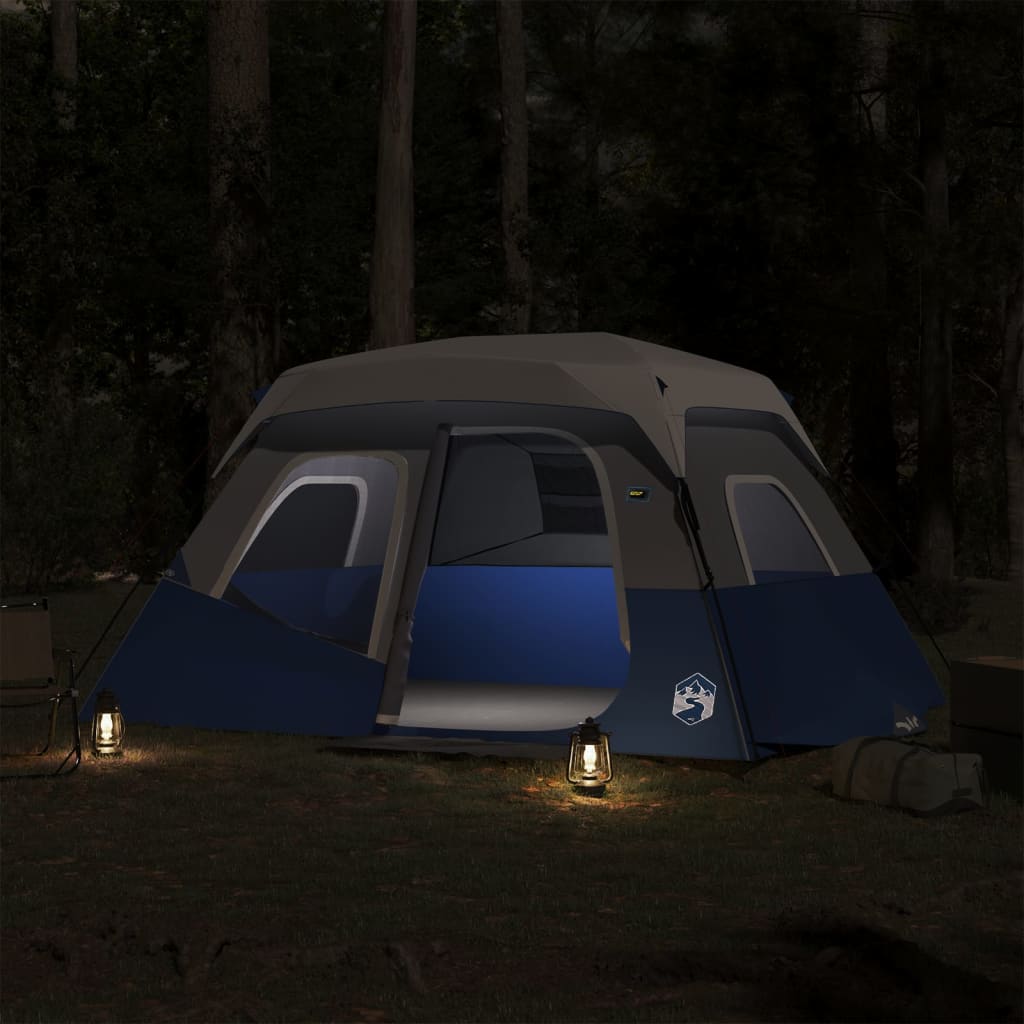 vidaXL Family Tent with LED 6-Person Light Blue Quick Release