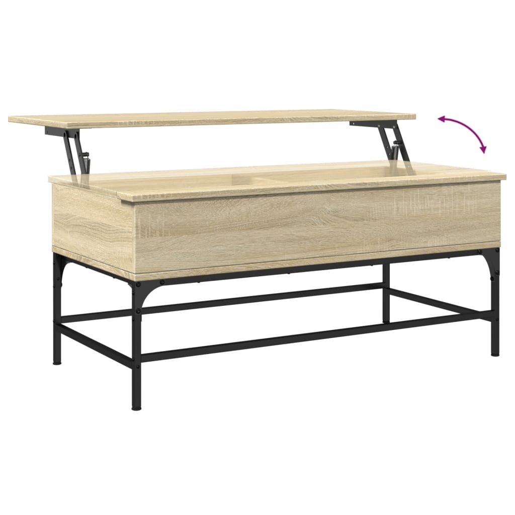 vidaXL Coffee Table Sonoma Oak 100x50x45 cm Engineered Wood and Metal