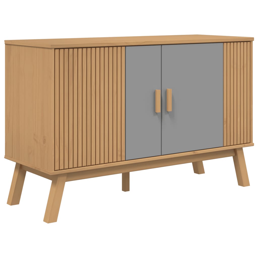 vidaXL Sideboard OLDEN Grey and Brown 114x43x73.5 cm Solid Wood Pine