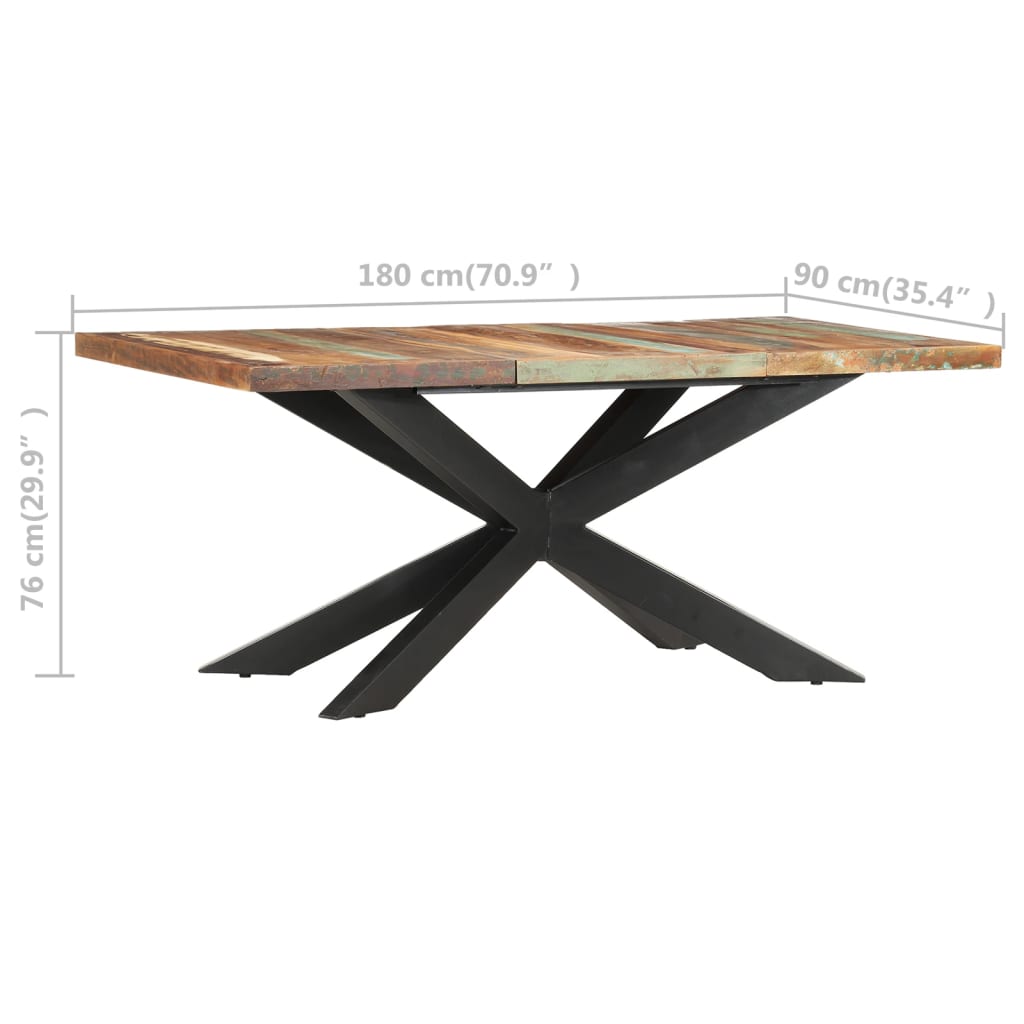 vidaXL Dining Table 180x90x76 cm Solid Reclaimed Wood