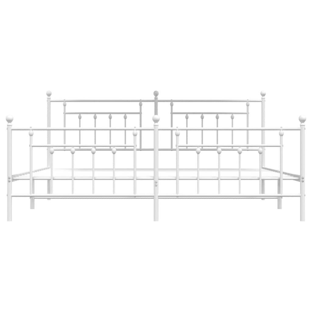 vidaXL Metal Bed Frame without Mattress with Footboard White 193x203 cm