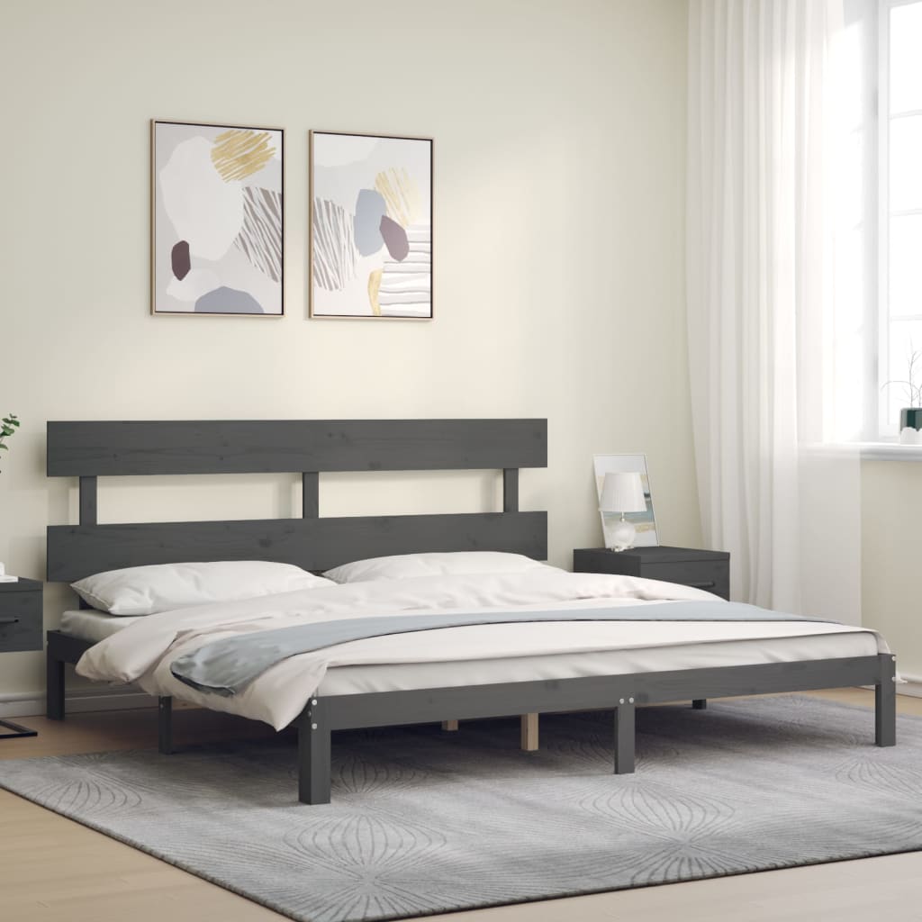 vidaXL Bed Frame without Mattress Grey 200x200 cm Solid Wood Pine