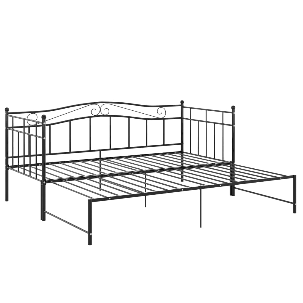 vidaXL Pull-out Sofa Bed Frame without Mattress Black Metal 90x200 cm