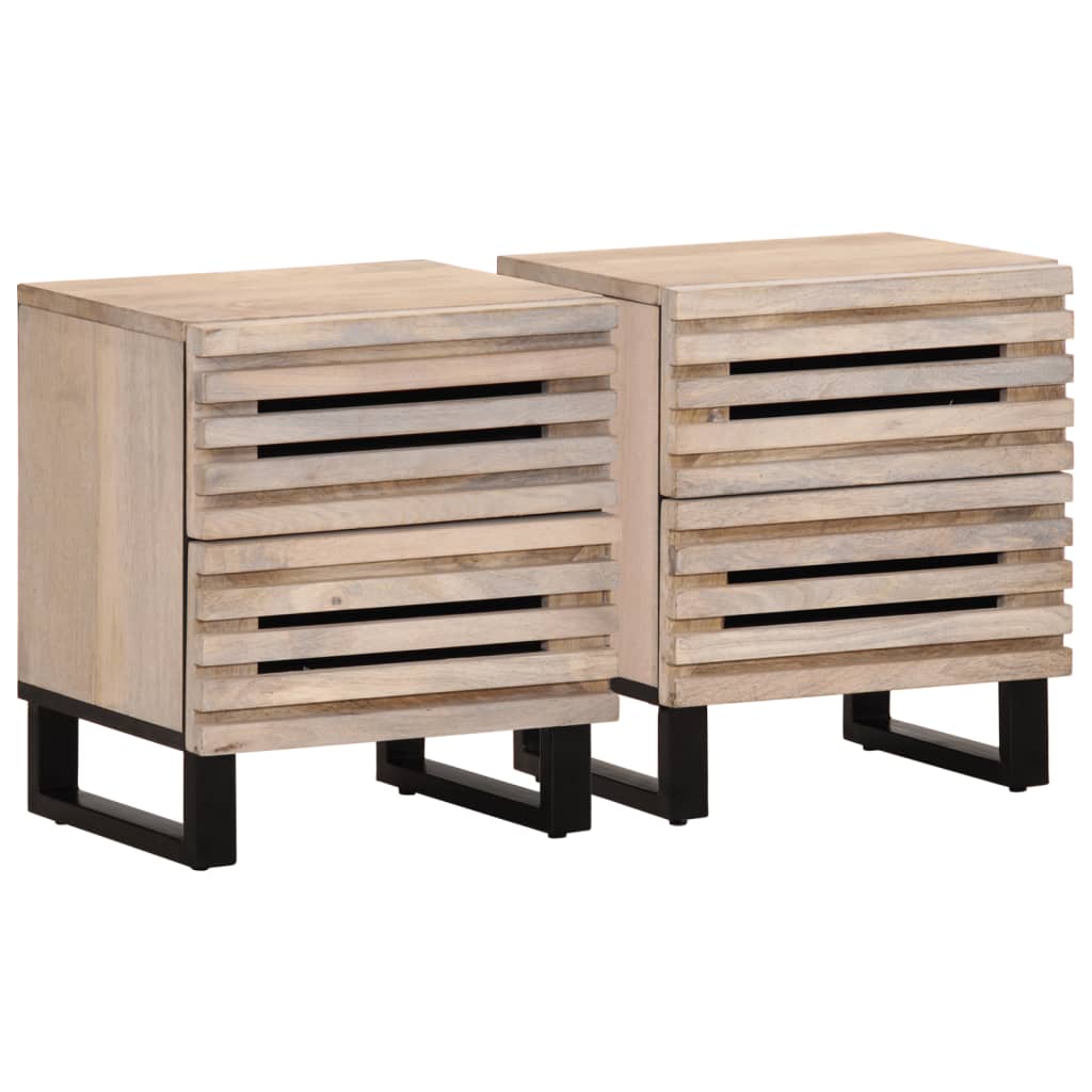 vidaXL Bedside Cabinets 2 pcs 40x33x46 cm Solid Wood Bleached Mango