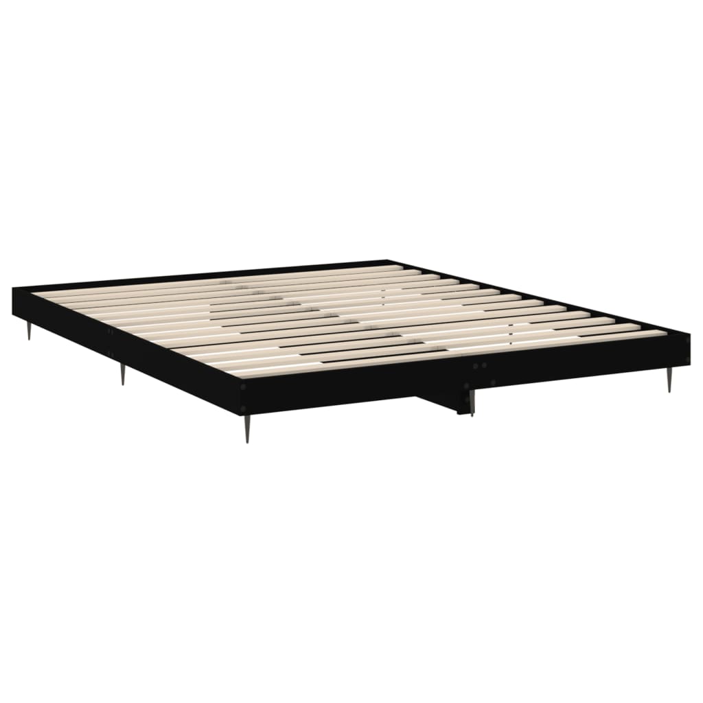 vidaXL Bed Frame without Mattress Black 140x200 cm Engineered Wood