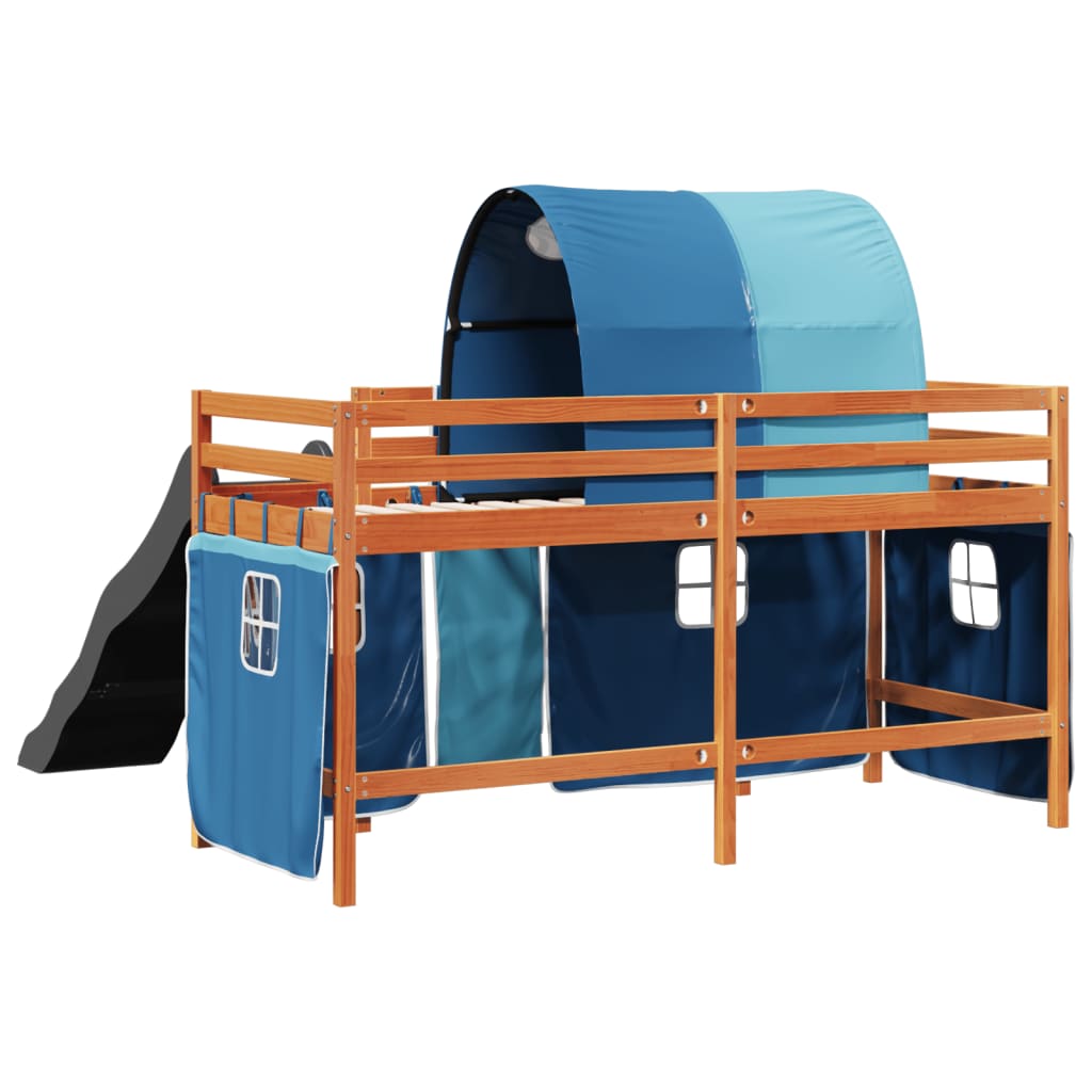 vidaXL Kids' Loft Bed with Tunnel Blue 80x200 cm Solid Wood Pine