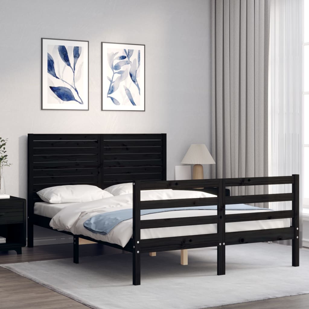 vidaXL Bed Frame without Mattress Black 120x200 cm Solid Wood