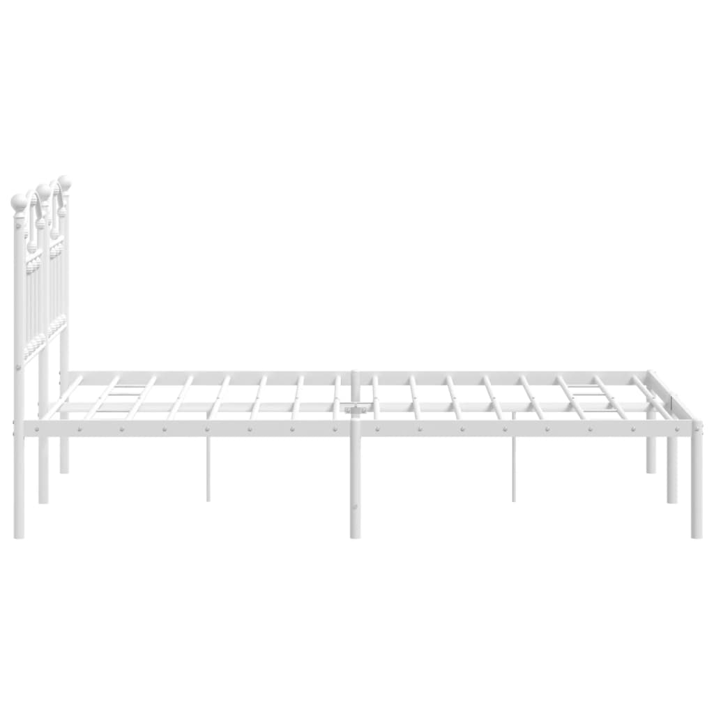 vidaXL Metal Bed Frame without Mattress with Headboard White 120x200 cm