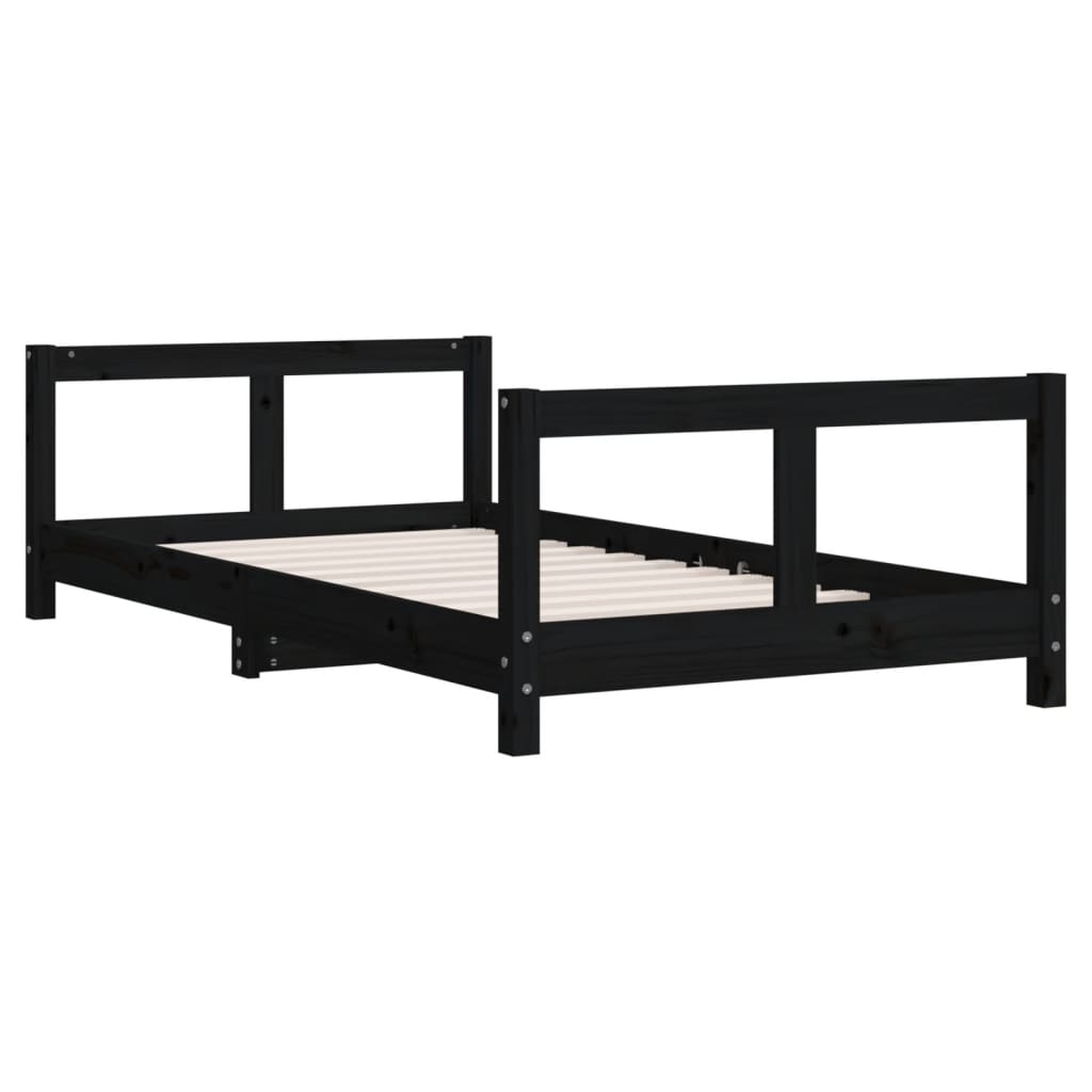 vidaXL Kids Bed Frame Black 80x160 cm Solid Wood Pine