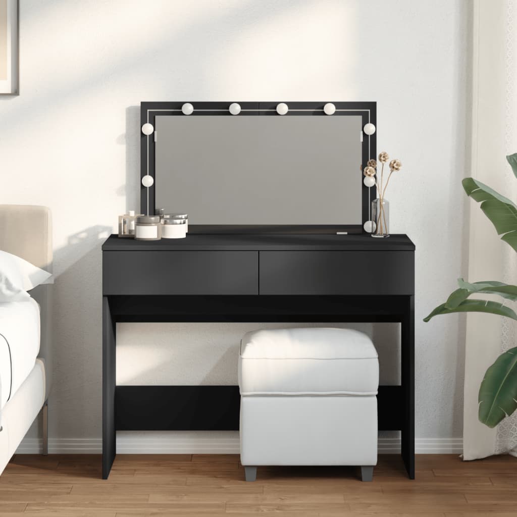 vidaXL Dressing Table with LED Black 100x40x120 cm