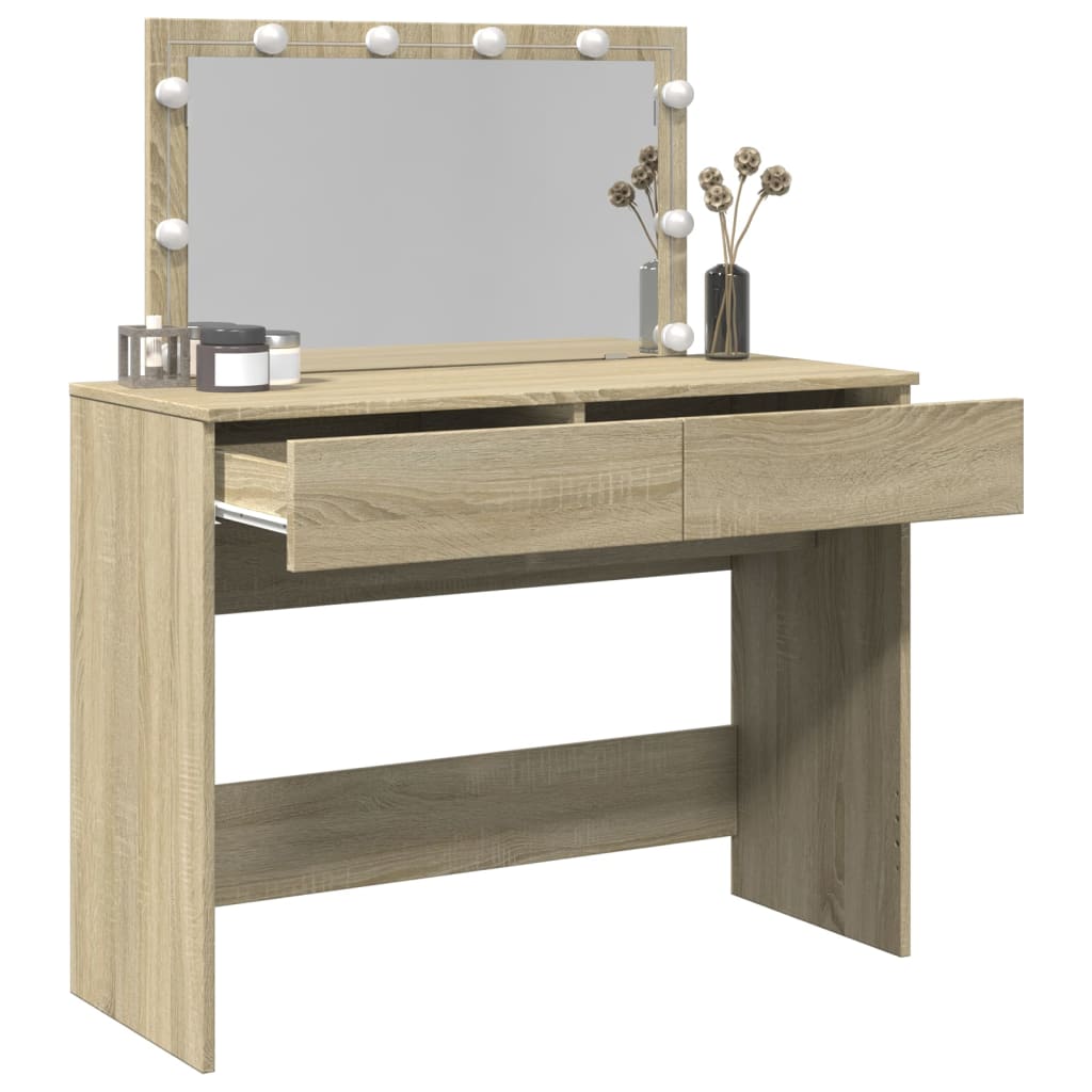 vidaXL Dressing Table with LED Sonoma Oak 100x40x120 cm