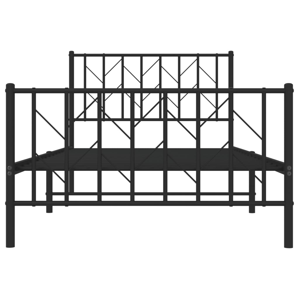 vidaXL Metal Bed Frame without Mattress with Footboard Black 100x200 cm