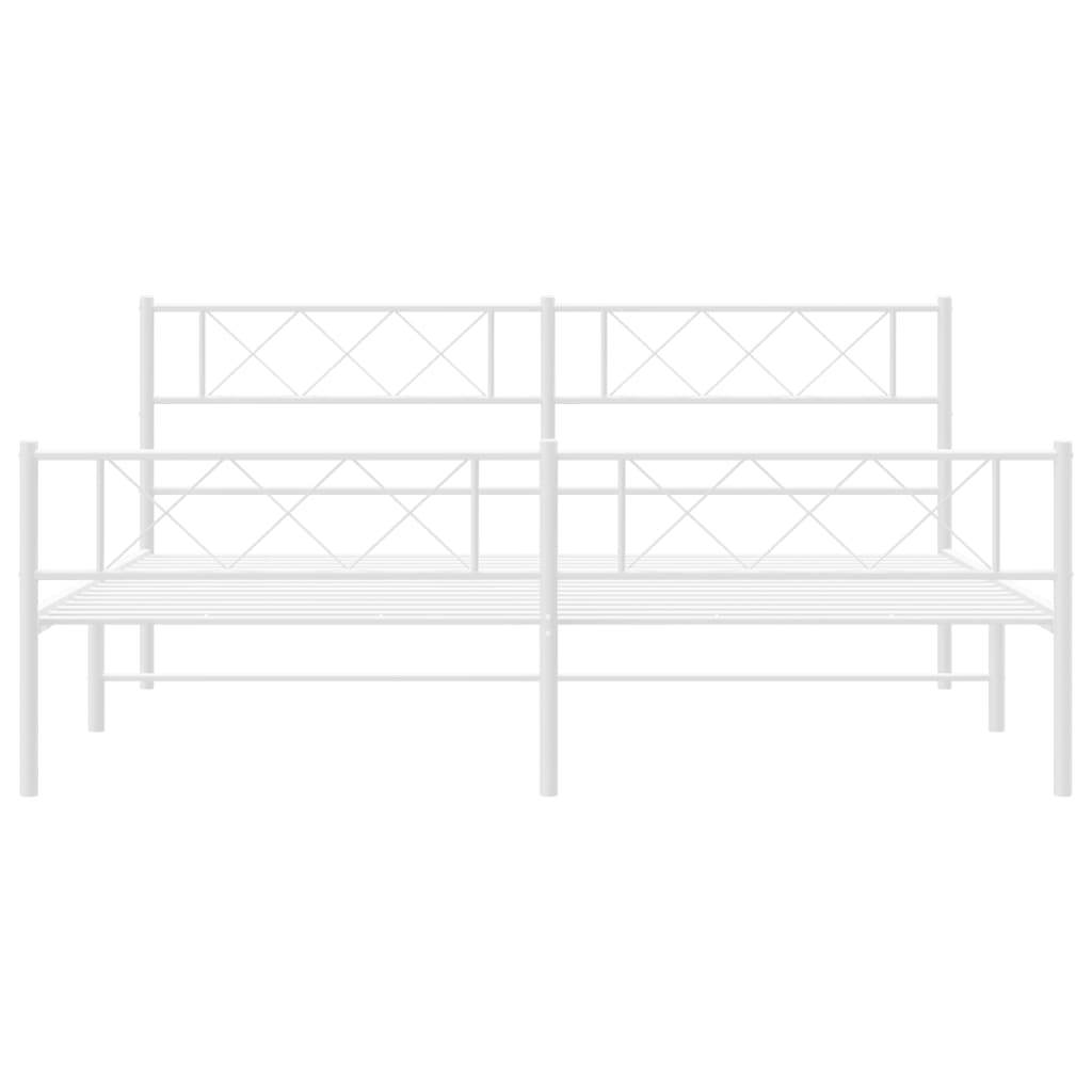 vidaXL Metal Bed Frame without Mattress with Footboard White 183x213 cm