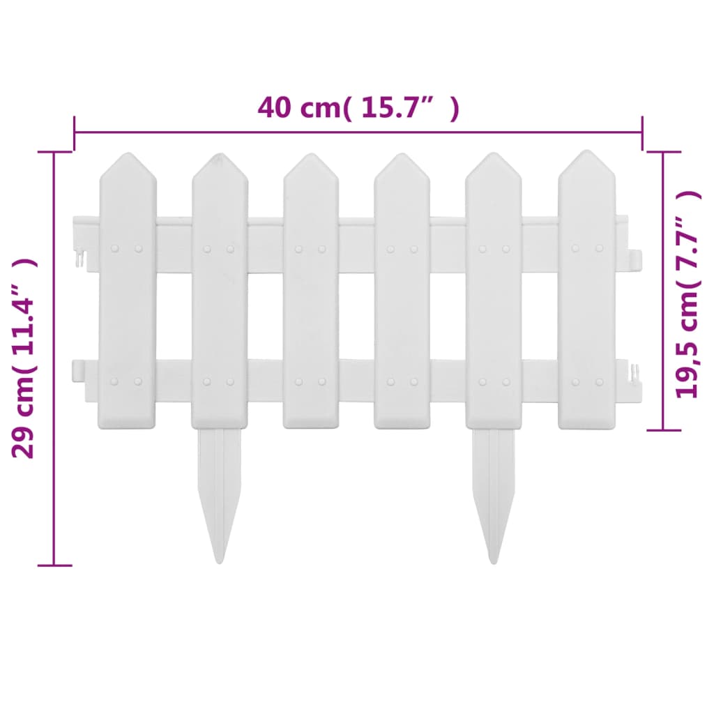 vidaXL Lawn Edgings 25 pcs White 10 m PP