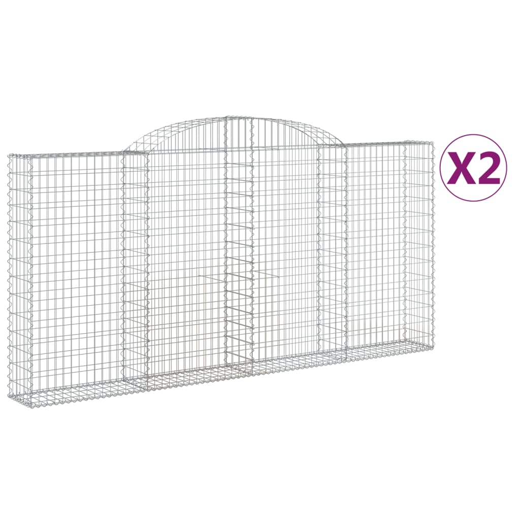 vidaXL Arched Gabion Baskets 2 pcs 300x30x140/160 cm Galvanised Iron