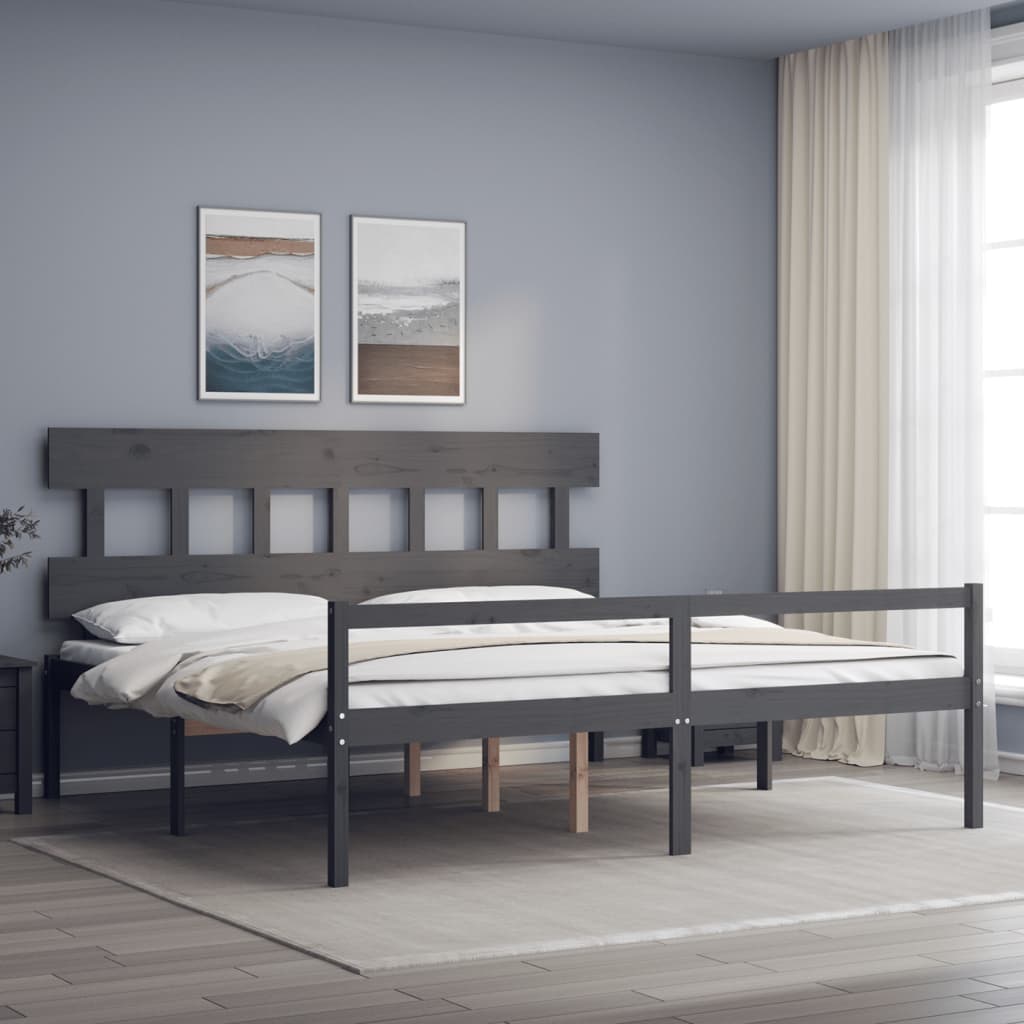 vidaXL Senior Bed without Mattress Grey 200x200 cm Solid Wood