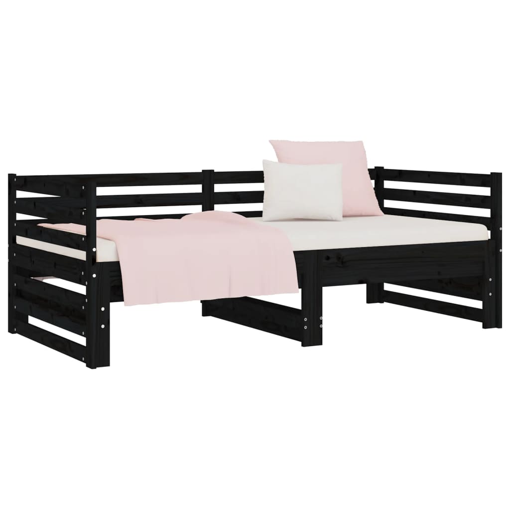 vidaXL Pull-out Day Bed without Mattress Black 2x(80x200) cm