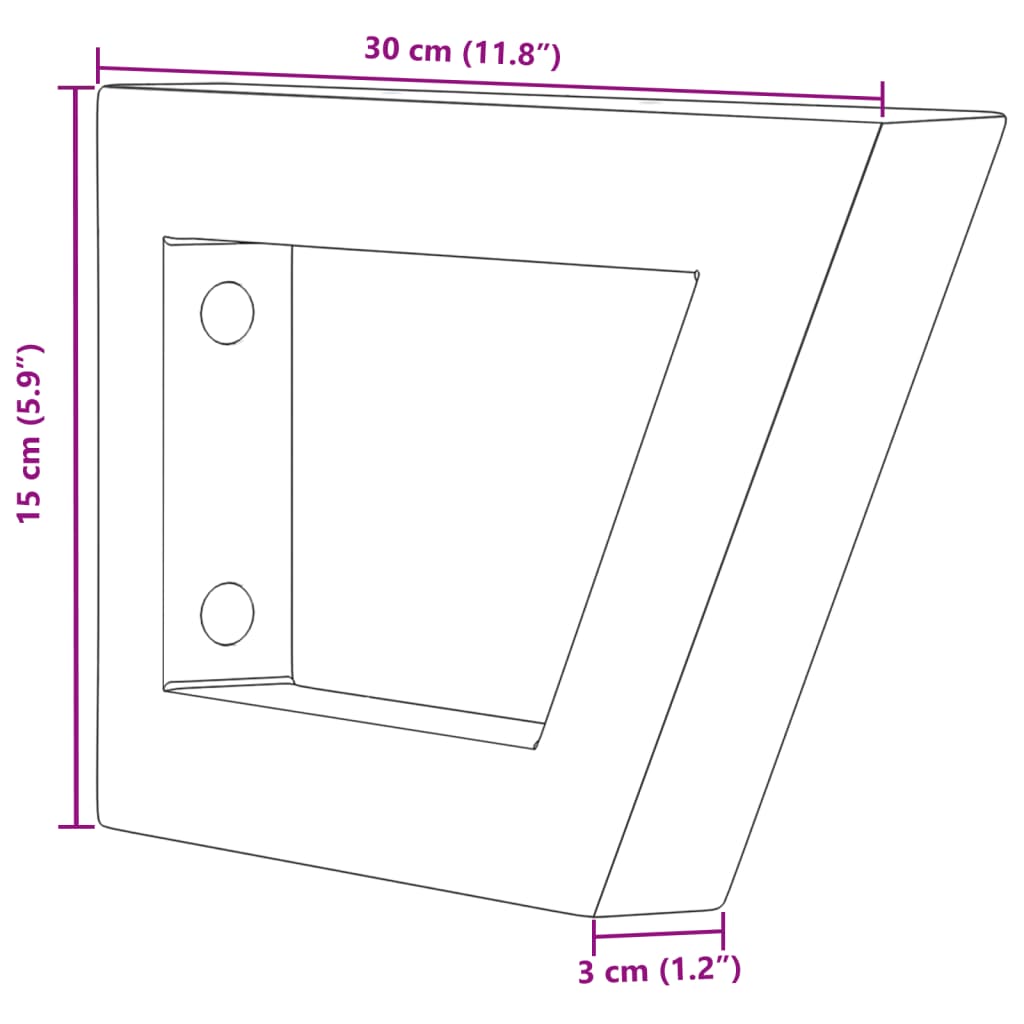 vidaXL Shelf Brackets for Washbasin 2 pcs White Trapezium Steel