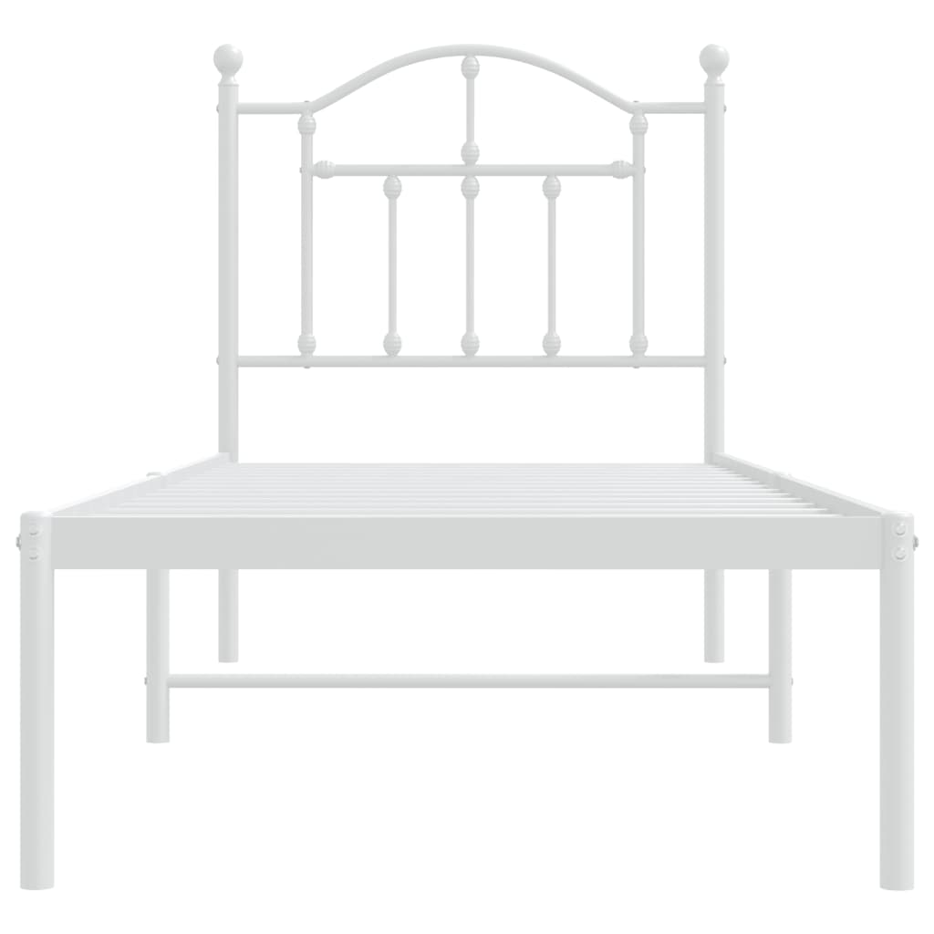 vidaXL Metal Bed Frame without Mattress with Headboard White 75x190 cm Small Single