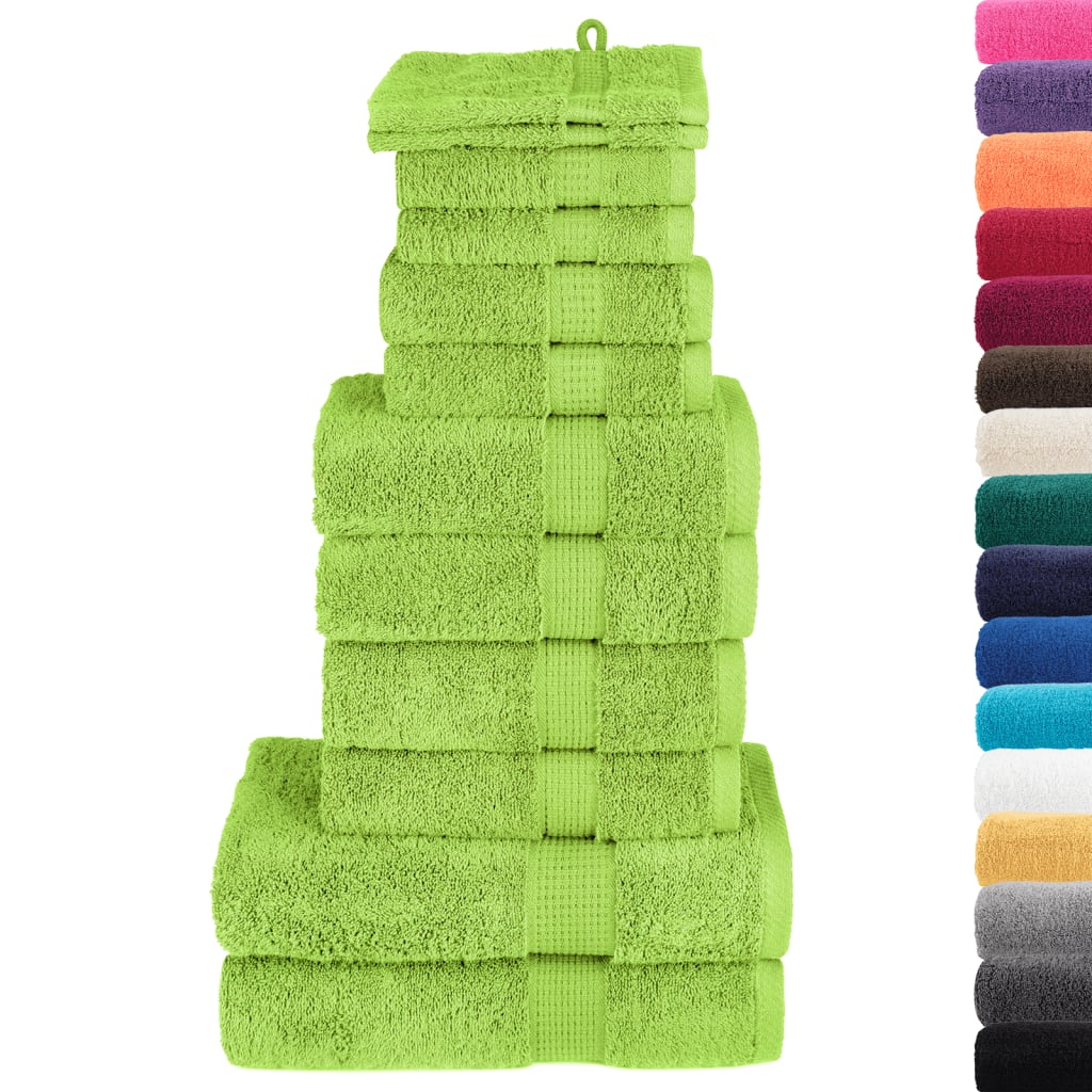 vidaXL 12 Piece Premium Towel Set SOLUND Green 600 gsm