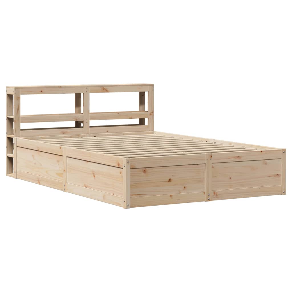 vidaXL Bed Frame with Headboard 150x200 cm King Size Solid Wood Pine