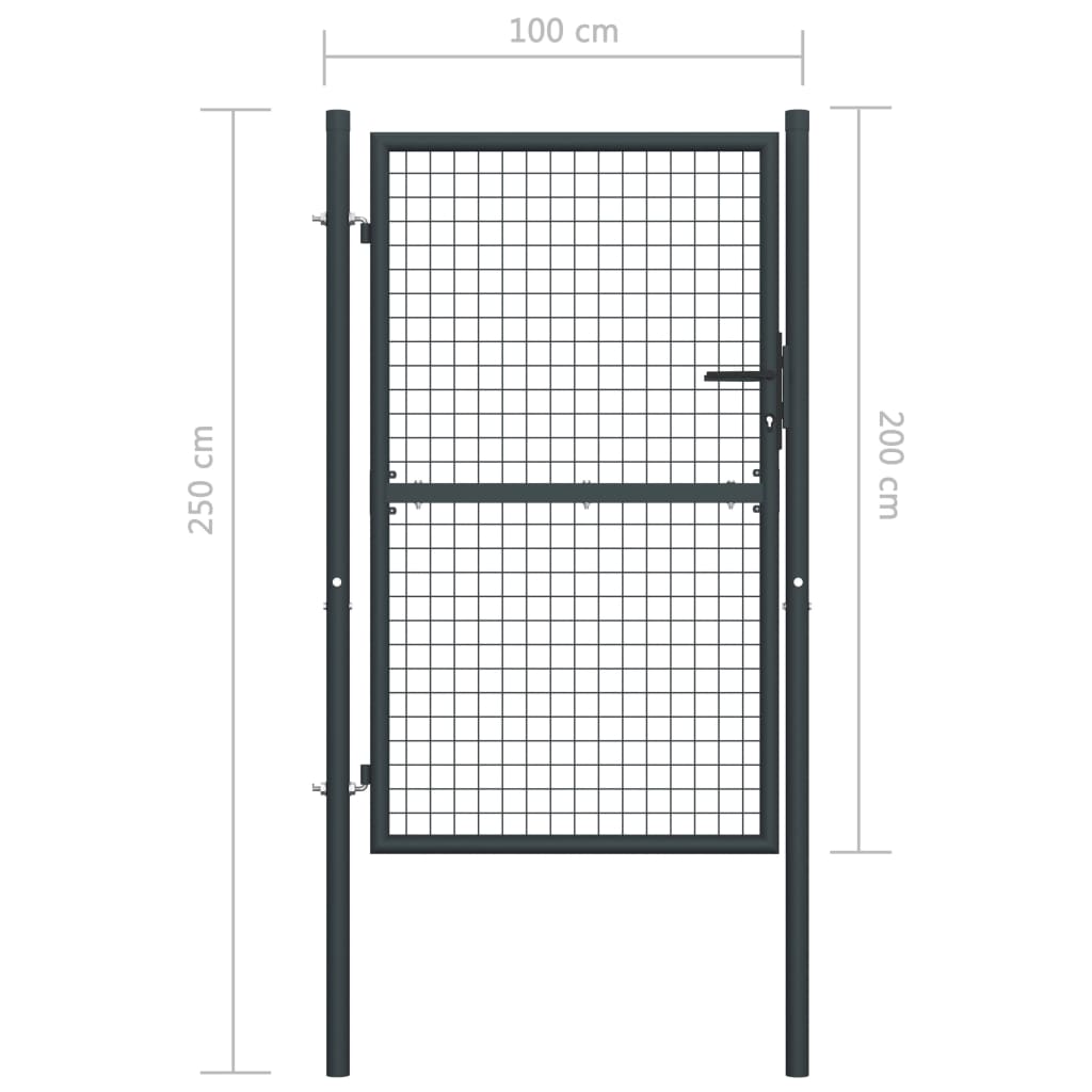 vidaXL Mesh Garden Gate Galvanised Steel 100x250 cm Grey