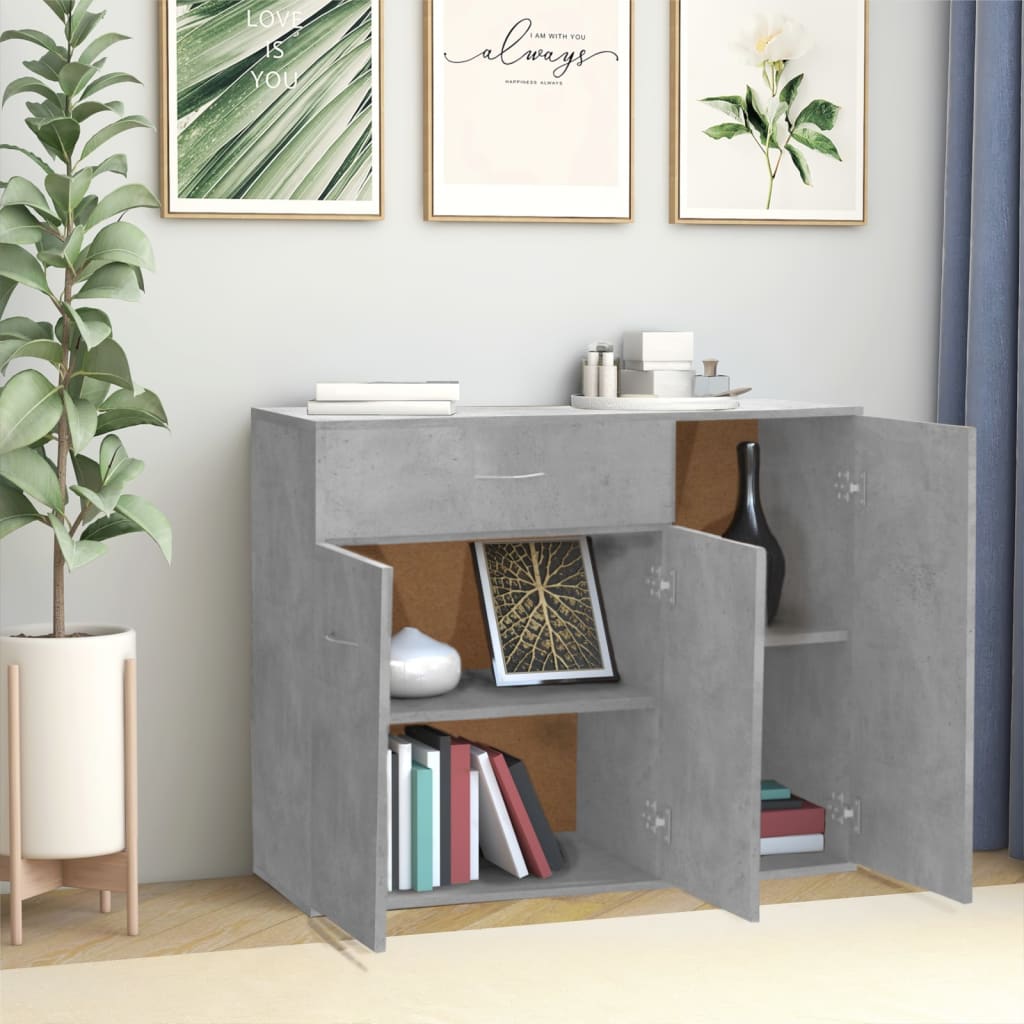 vidaXL Sideboard Concrete Grey 88x30x70 cm Engineered Wood