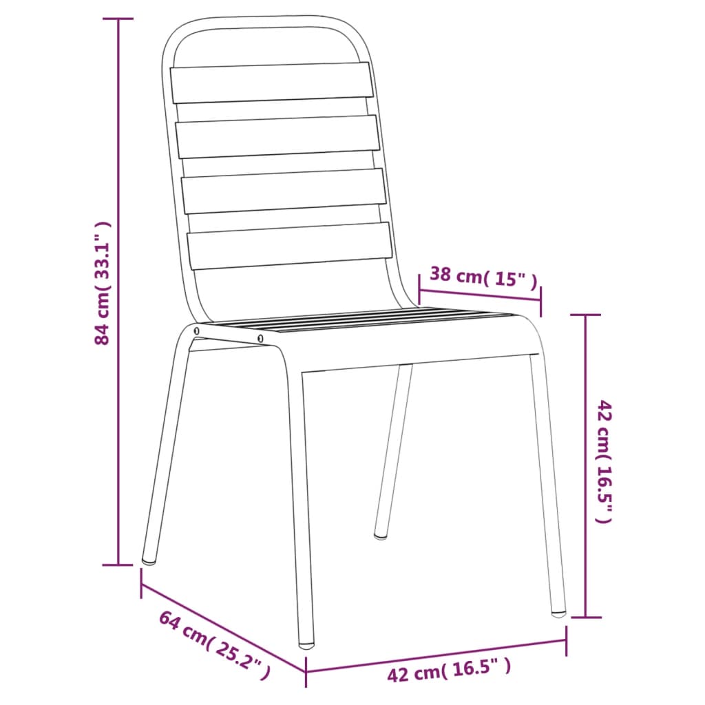 vidaXL 3 Piece Garden Dining Set Anthracite Steel