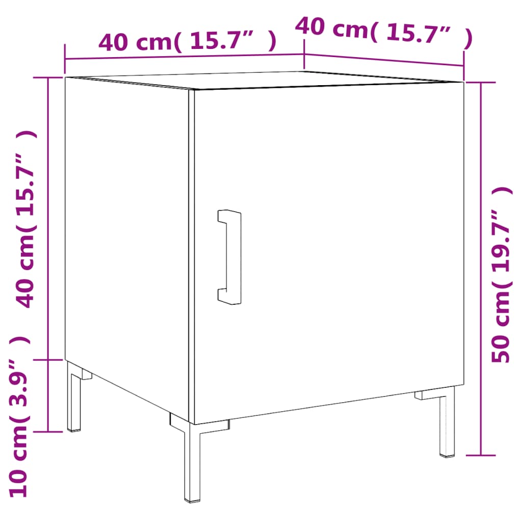 vidaXL Bedside Cabinet Brown Oak 40x40x50 cm Engineered Wood