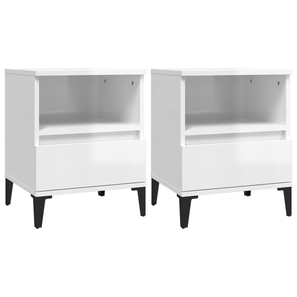 vidaXL Bedside Cabinets 2 pcs High Gloss White 40x35x50 cm