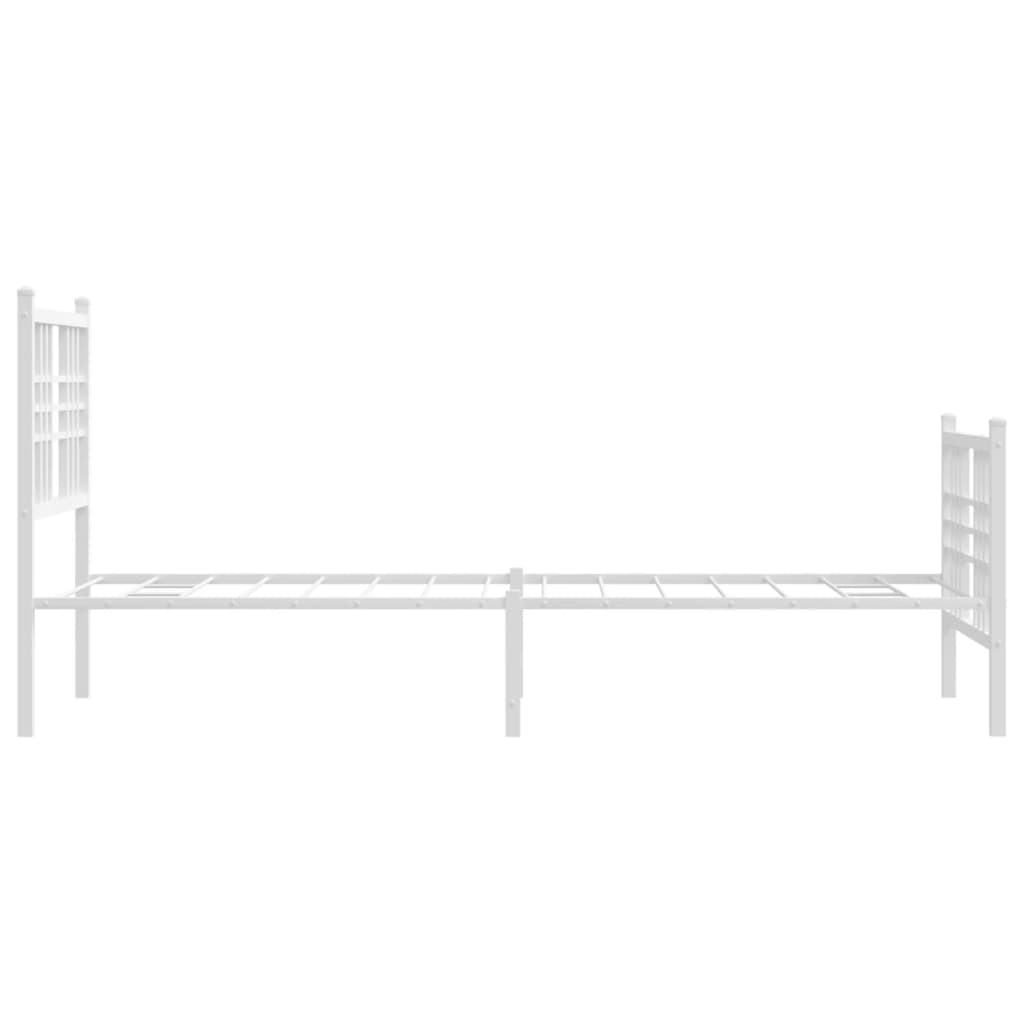 vidaXL Metal Bed Frame without Mattress with Footboard White 75x190 cm Small Single