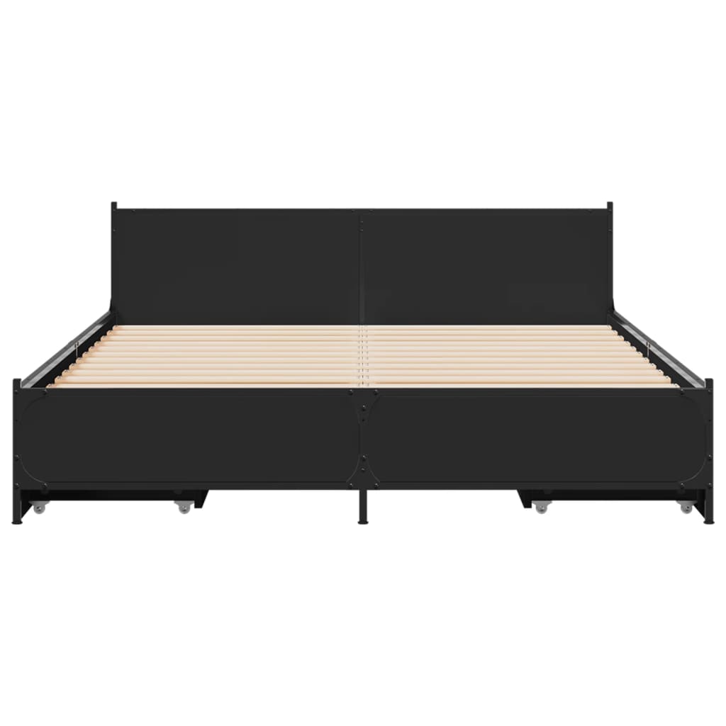 vidaXL Bed Frame with Drawers without Mattress Black 140x190 cm