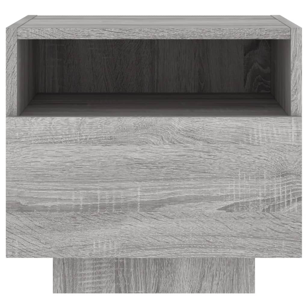 vidaXL Bedside Cabinet with LED Lights Grey Sonoma 40x39x37 cm