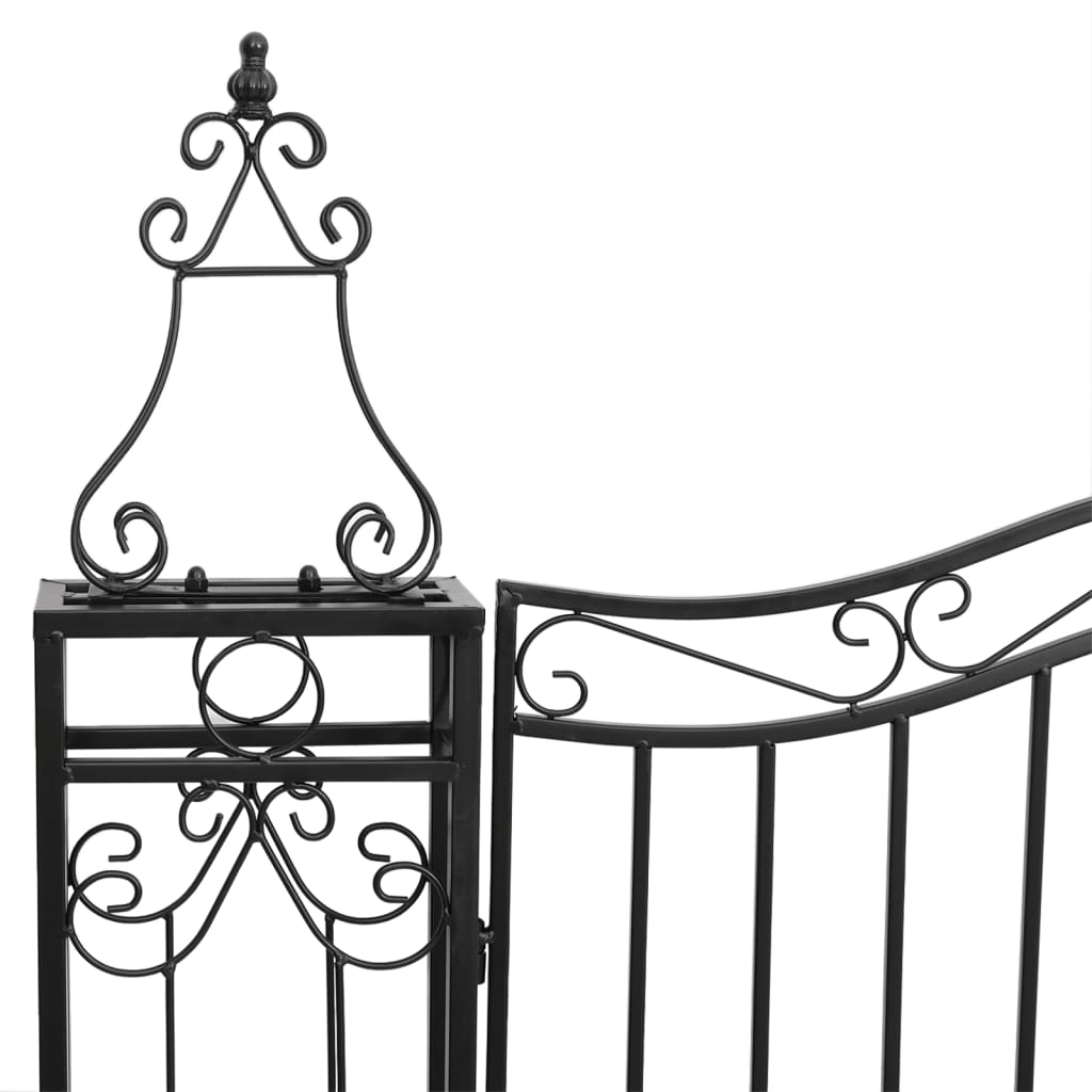 vidaXL Garden Gate Black 121x8x120 cm Wrought Iron