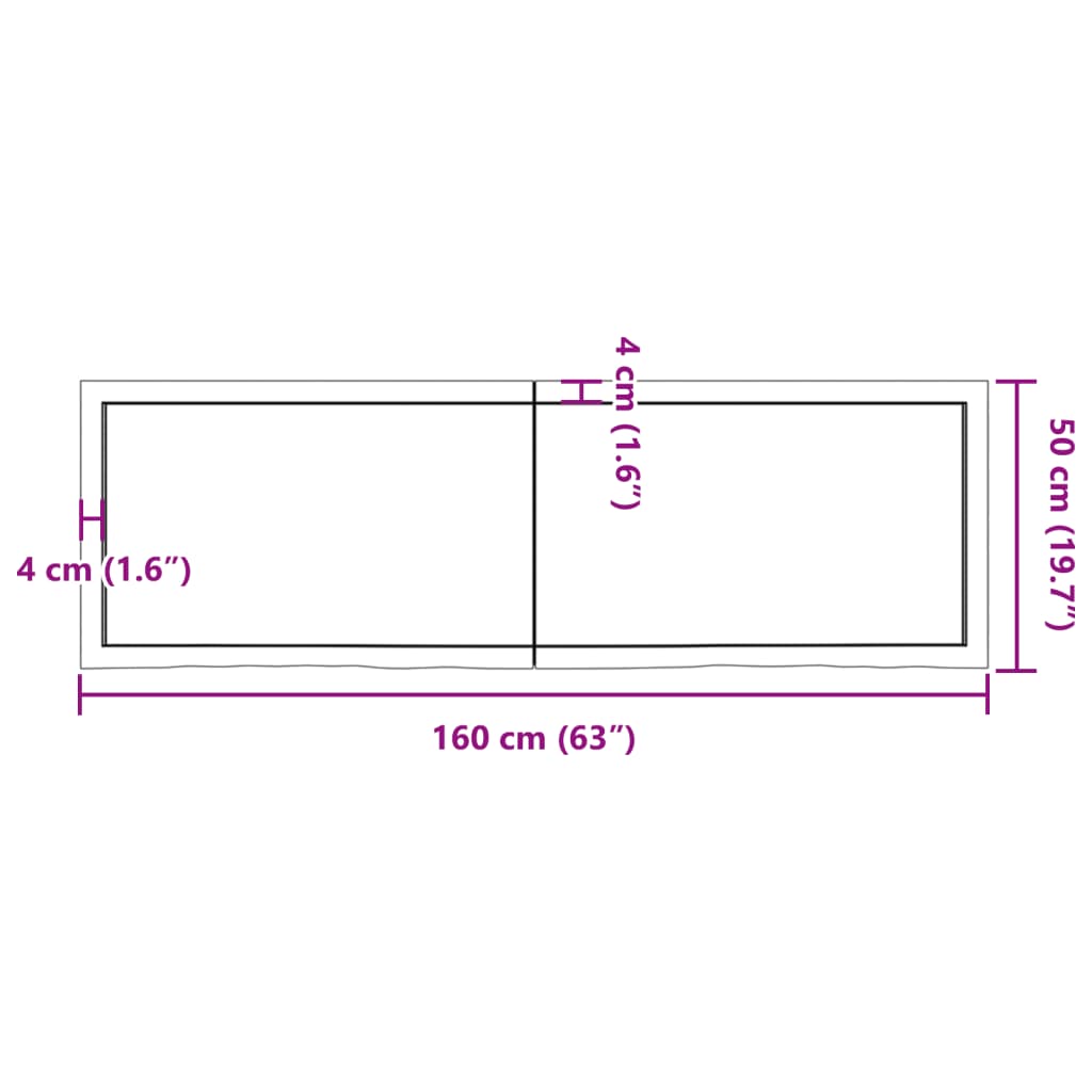 vidaXL Bathroom Countertop 160x50x(2-6) cm Untreated Solid Wood