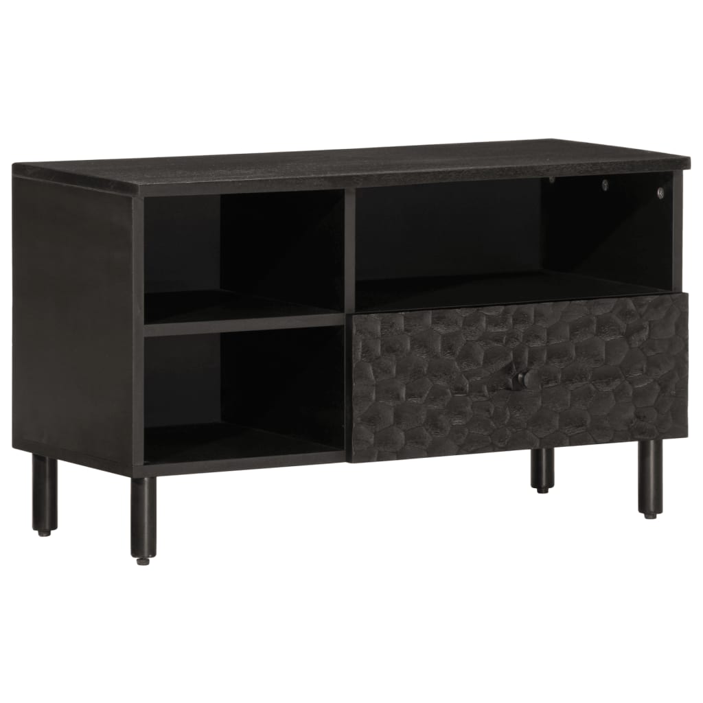 vidaXL TV Cabinet Black 80x33x46 cm Solid Wood Mango