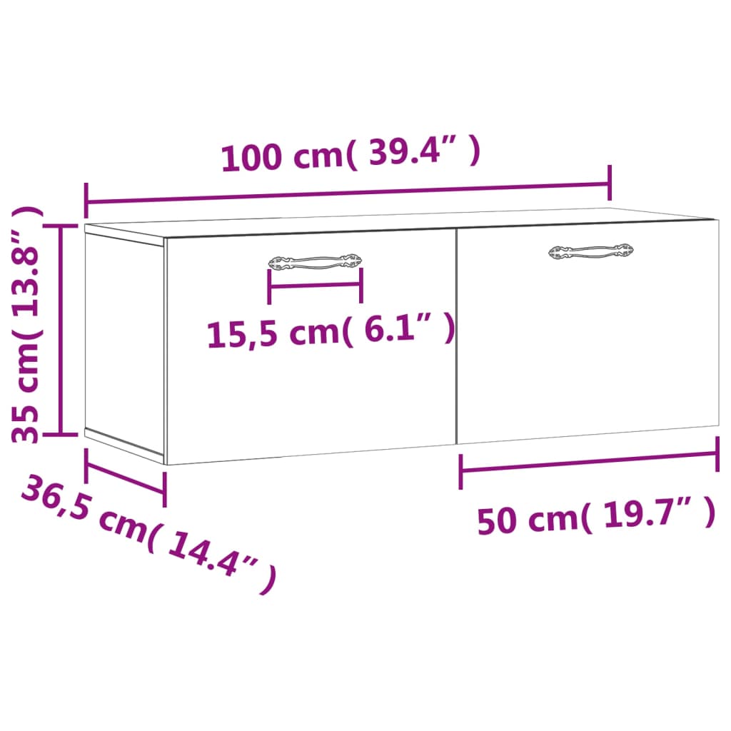 vidaXL Wall Cabinet Concrete Grey 100x36.5x35 cm Engineered Wood